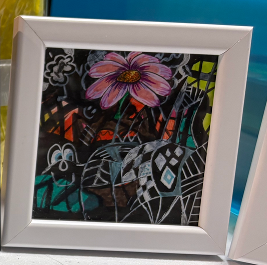 SOLD - Mini Original Colorful Flower (4x4)