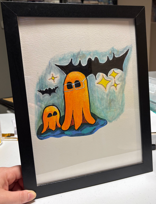 Original, Ghost Bat Family (9x12) Frame included
